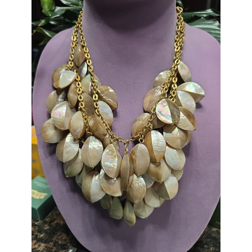 Stephen Dweck Necklace 3 Strand Mother Of Pearl  22"